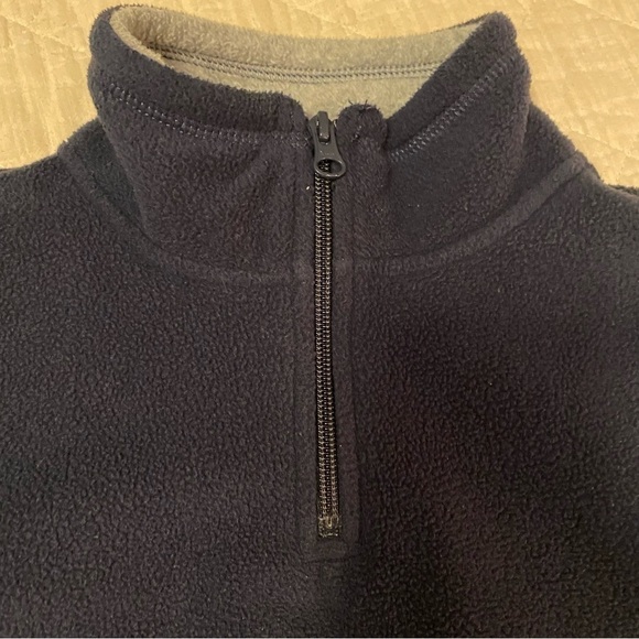 𝅺children’s Place Fleece Pullover Quarter Zip Navy Gray - Picture 4 of 6